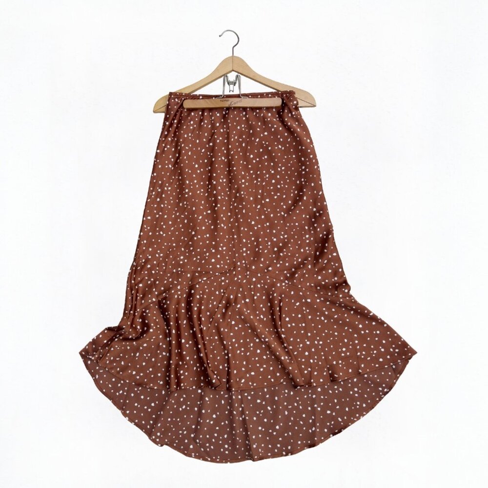 Abercrombie & Fitch Brown Polka Dot Midi Skirt